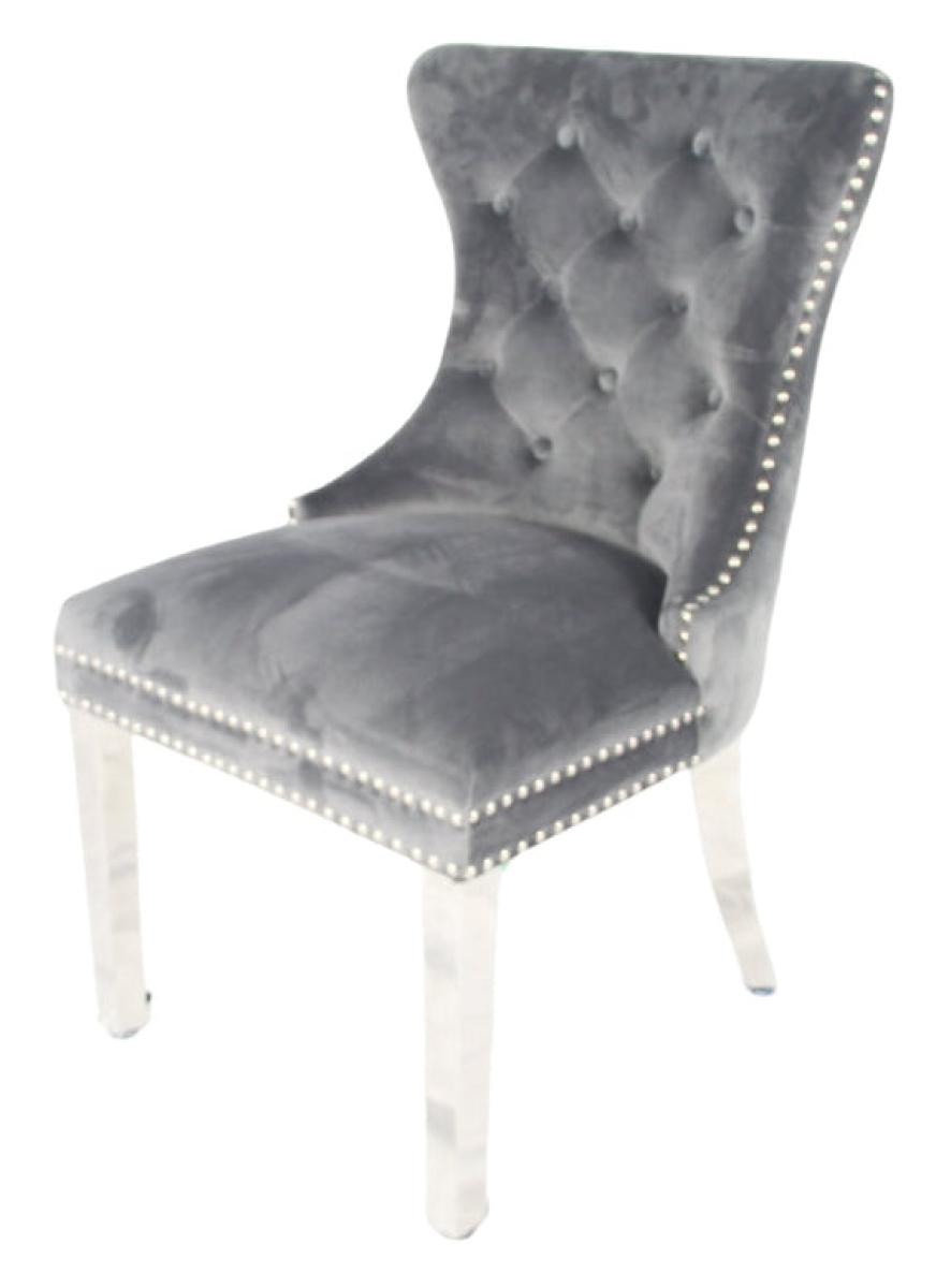 Mayfair Chair (Lion Knocker/Chrome Legs) — Dining Chairs handmade to order by Langham Furniture, image 3 of 16