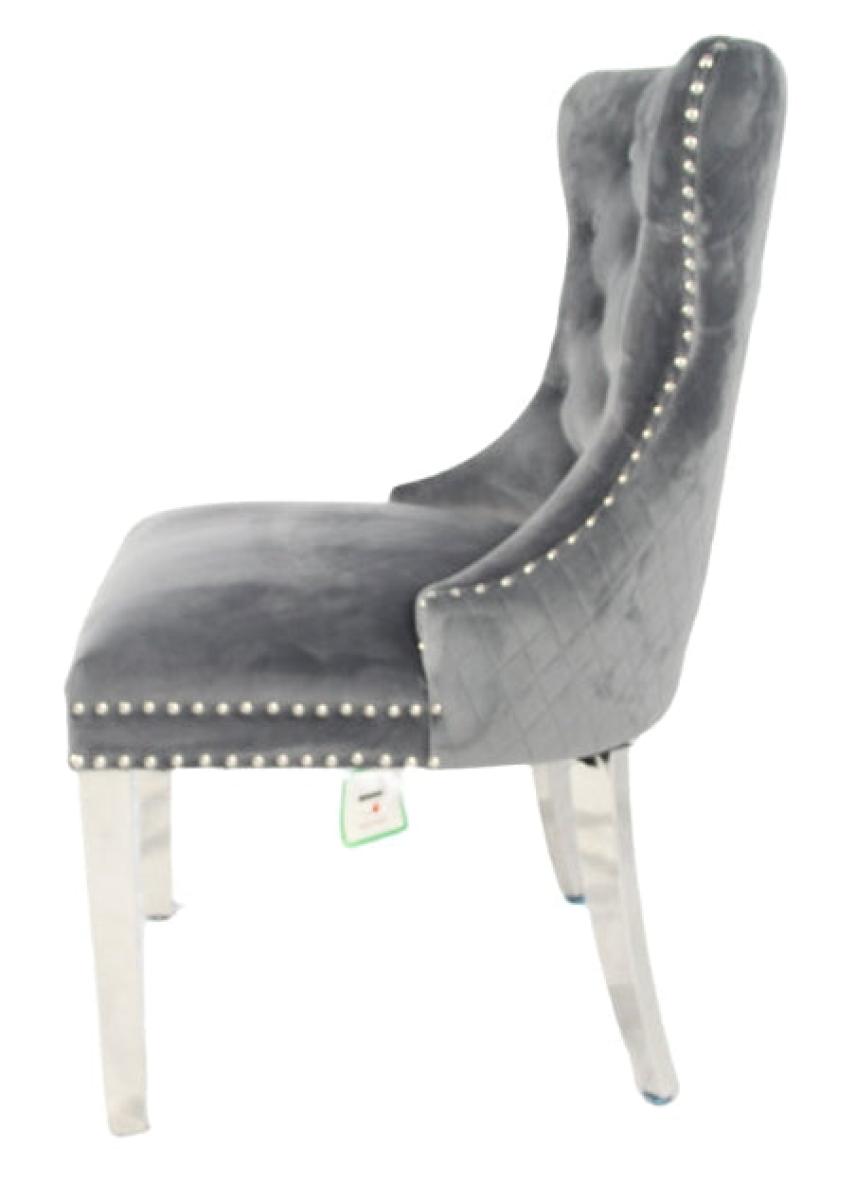 Mayfair Chair (Lion Knocker/Chrome Legs) — Dining Chairs handmade to order by Langham Furniture, image 4 of 16