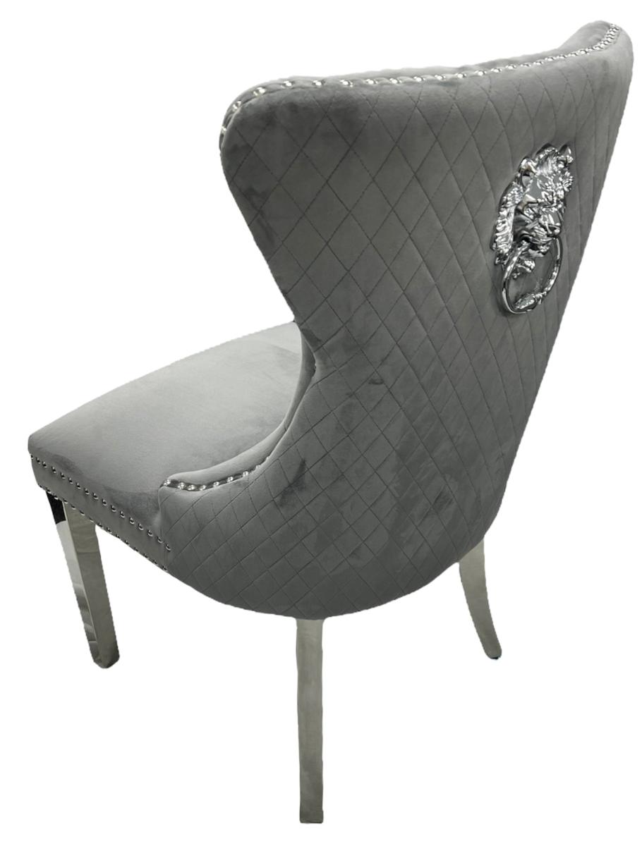 Mayfair Chair (Lion Knocker/Chrome Legs) — Dining Chairs handmade to order by Langham Furniture, image 6 of 16