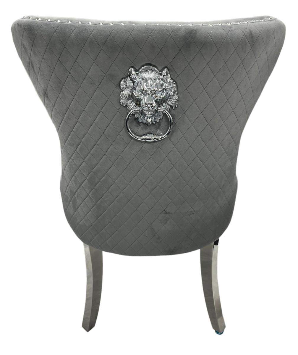 Mayfair Chair (Lion Knocker/Chrome Legs) — Dining Chairs handmade to order by Langham Furniture, image 7 of 16