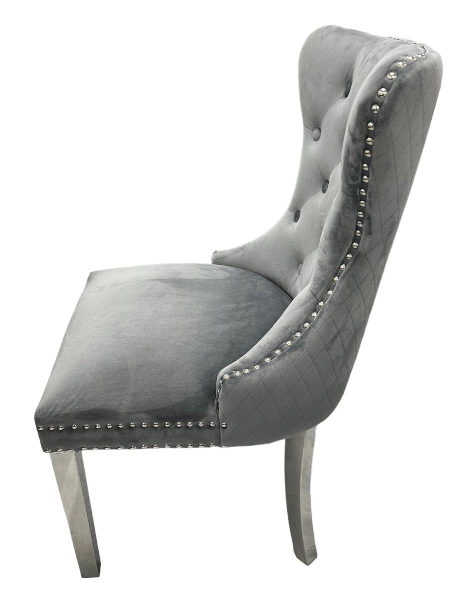 Mayfair Chair (Lion Knocker/Chrome Legs) — Dining Chairs handmade to order by Langham Furniture, image 8 of 16