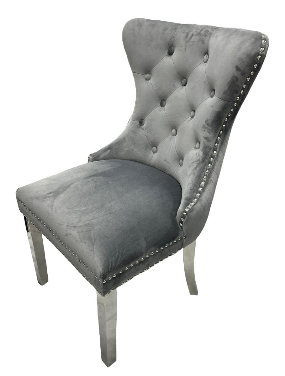 Mayfair Chair (Lion Knocker/Chrome Legs) — Dining Chairs handmade to order by Langham Furniture, image 9 of 16
