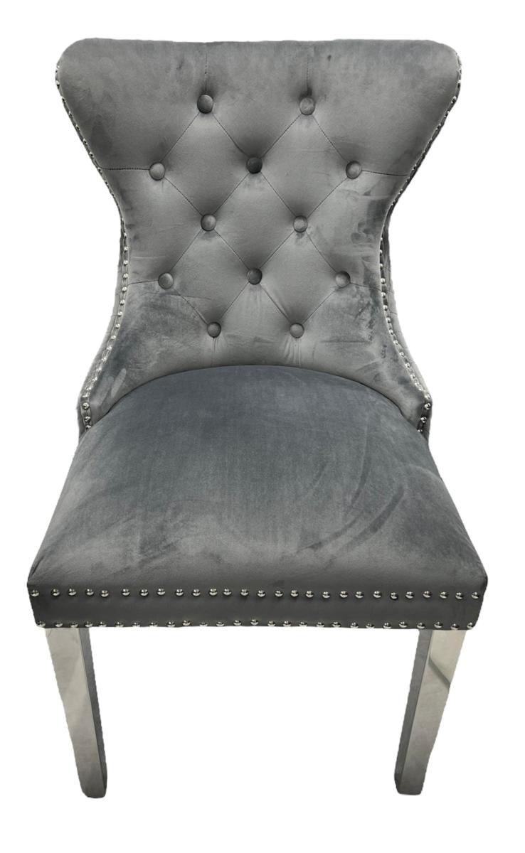 Mayfair Chair (Lion Knocker/Chrome Legs) — Dining Chairs handmade to order by Langham Furniture, image 10 of 16