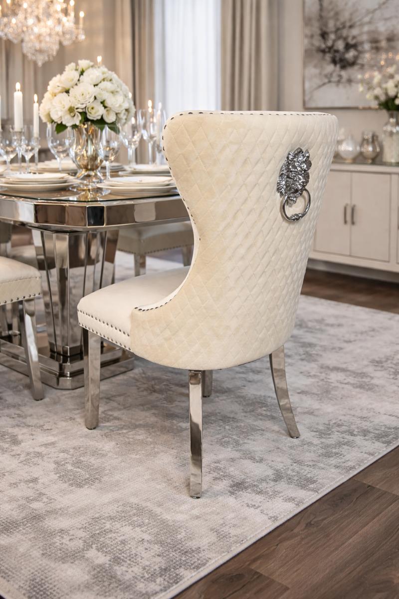 Mayfair Chair (Lion Knocker/Chrome Legs) — Dining Chairs handmade to order by Langham Furniture, image 11 of 16