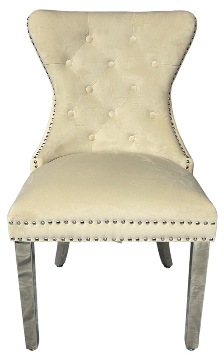 Mayfair Chair (Lion Knocker/Chrome Legs) — Dining Chairs handmade to order by Langham Furniture, image 12 of 16