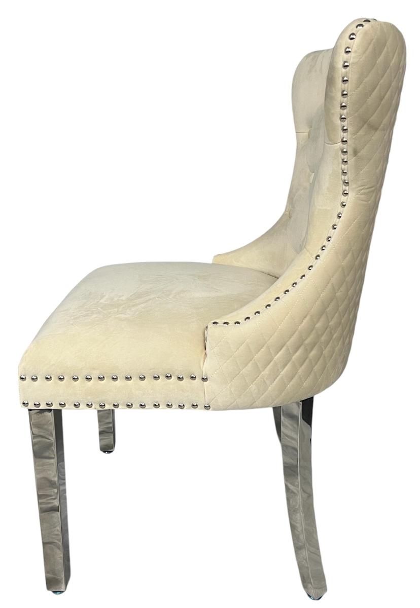 Mayfair Chair (Lion Knocker/Chrome Legs) — Dining Chairs handmade to order by Langham Furniture, image 14 of 16