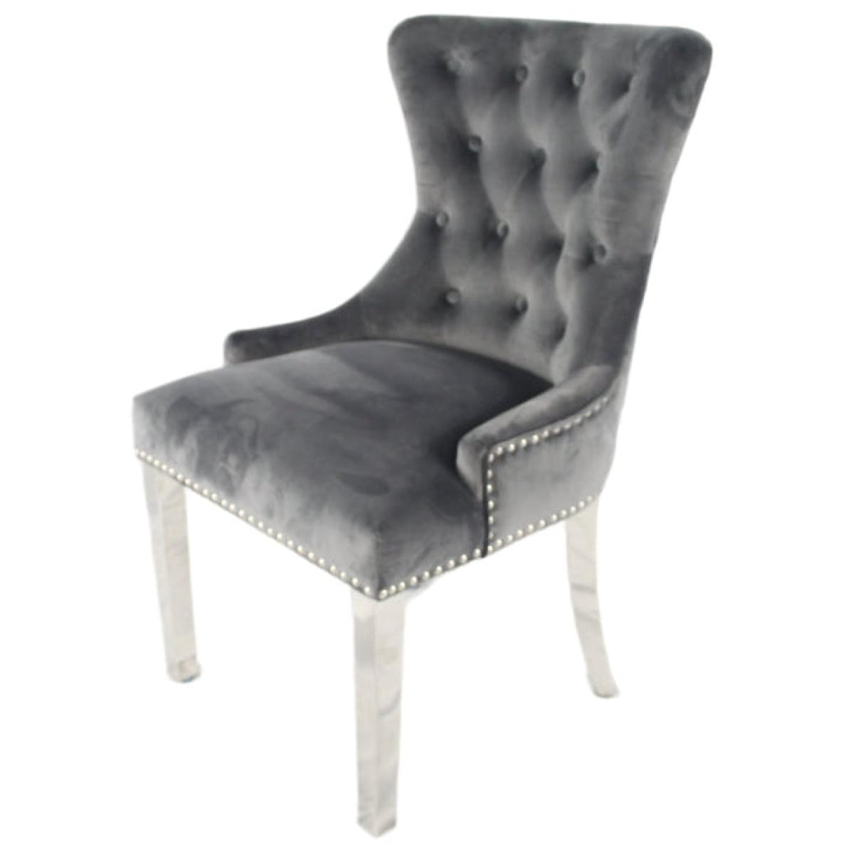 Chelsea 01 Chair (Lion Knocker/Chrome Legs) — Dining Chairs handmade to order by Langham Furniture, image 2 of 22