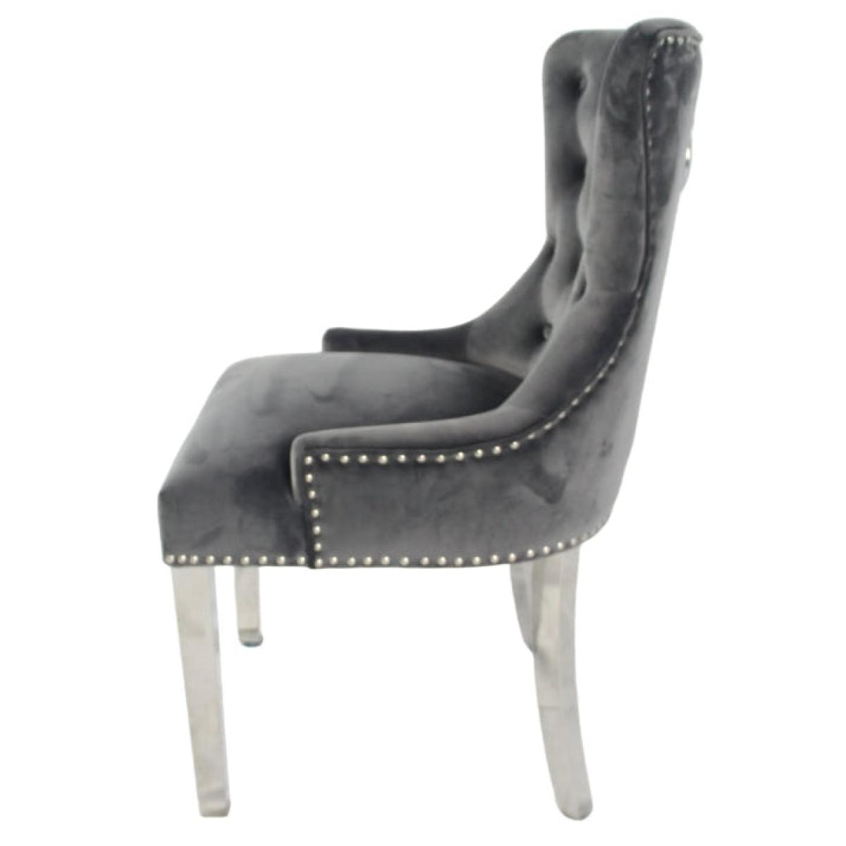 Chelsea 01 Chair (Lion Knocker/Chrome Legs) — Dining Chairs handmade to order by Langham Furniture, image 3 of 22