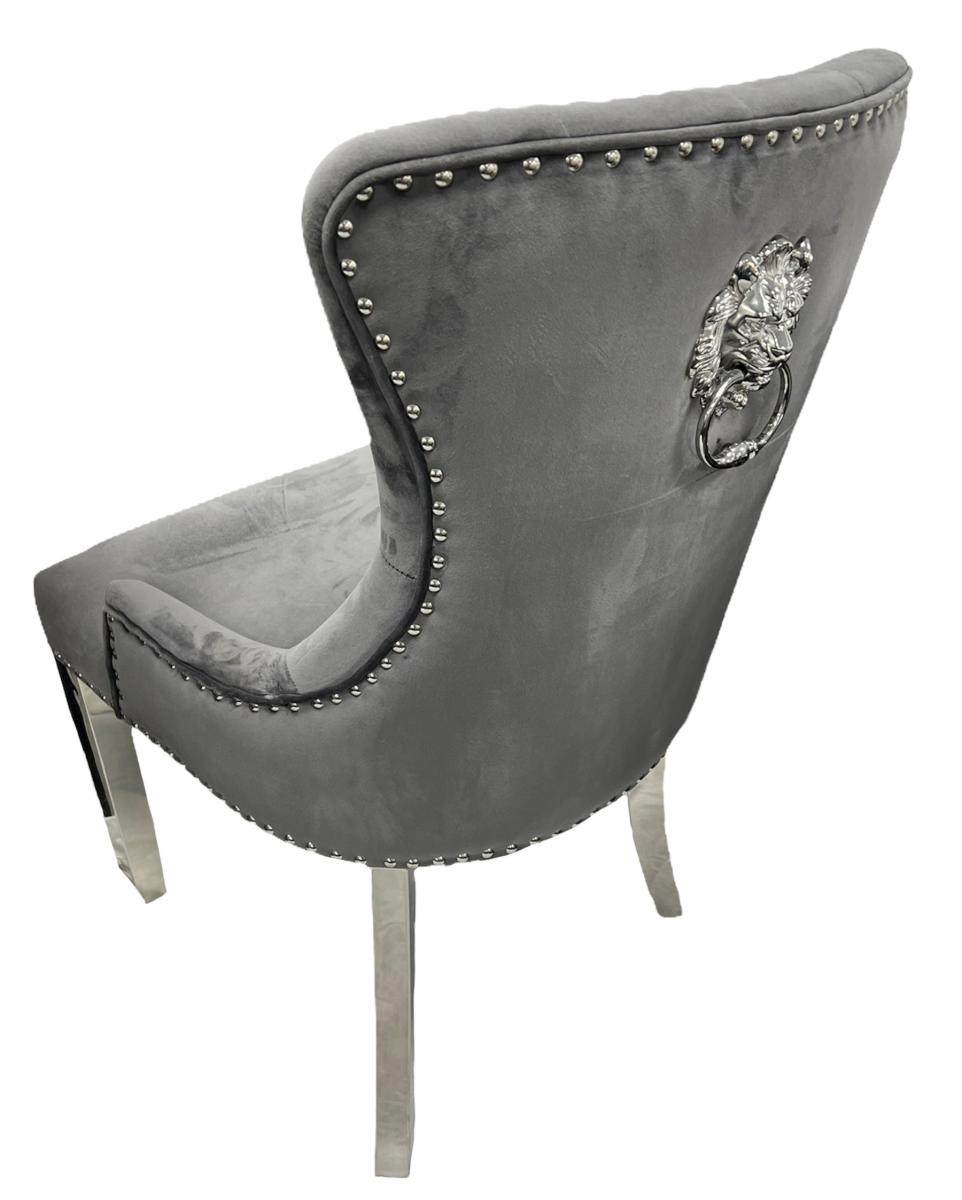 Chelsea 01 Chair (Lion Knocker/Chrome Legs) — Dining Chairs handmade to order by Langham Furniture, image 6 of 22