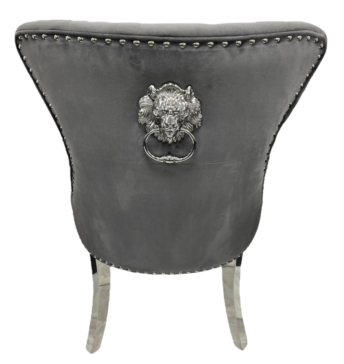 Chelsea 01 Chair (Lion Knocker/Chrome Legs) — Dining Chairs handmade to order by Langham Furniture, image 7 of 22