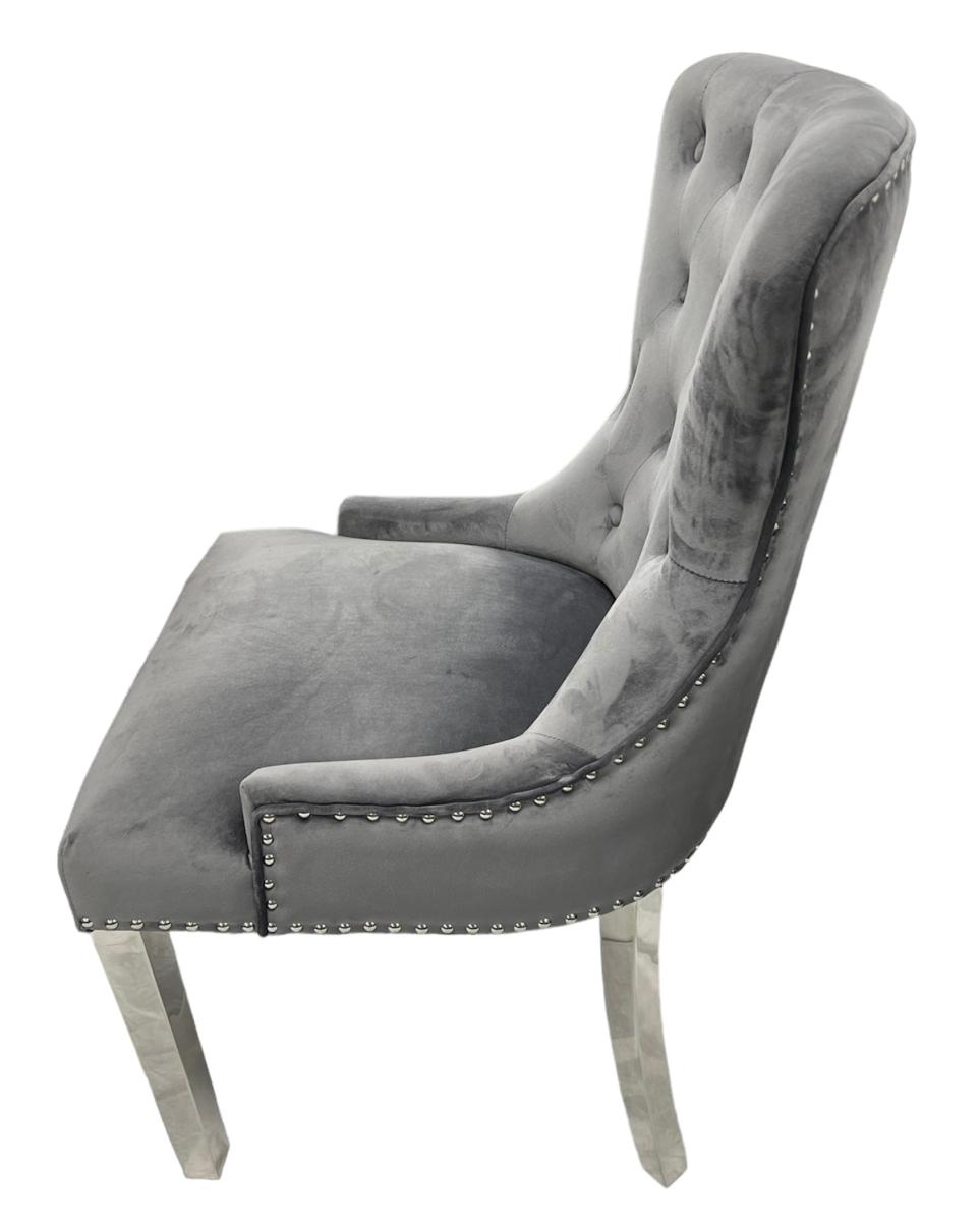 Chelsea 01 Chair (Lion Knocker/Chrome Legs) — Dining Chairs handmade to order by Langham Furniture, image 8 of 22