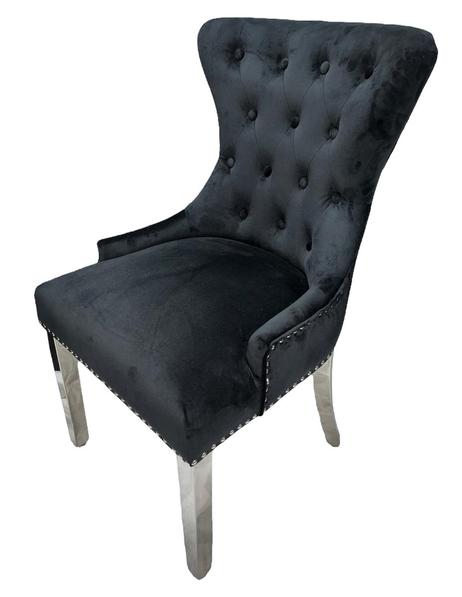 Chelsea 01 Chair (Lion Knocker/Chrome Legs) — Dining Chairs handmade to order by Langham Furniture, image 14 of 22