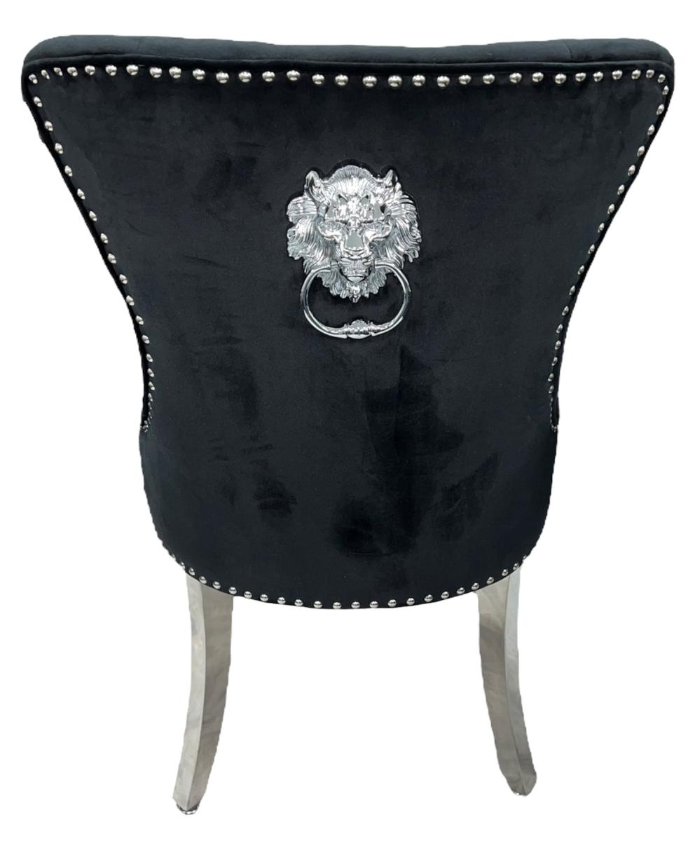 Chelsea 01 Chair (Lion Knocker/Chrome Legs) — Dining Chairs handmade to order by Langham Furniture, image 16 of 22