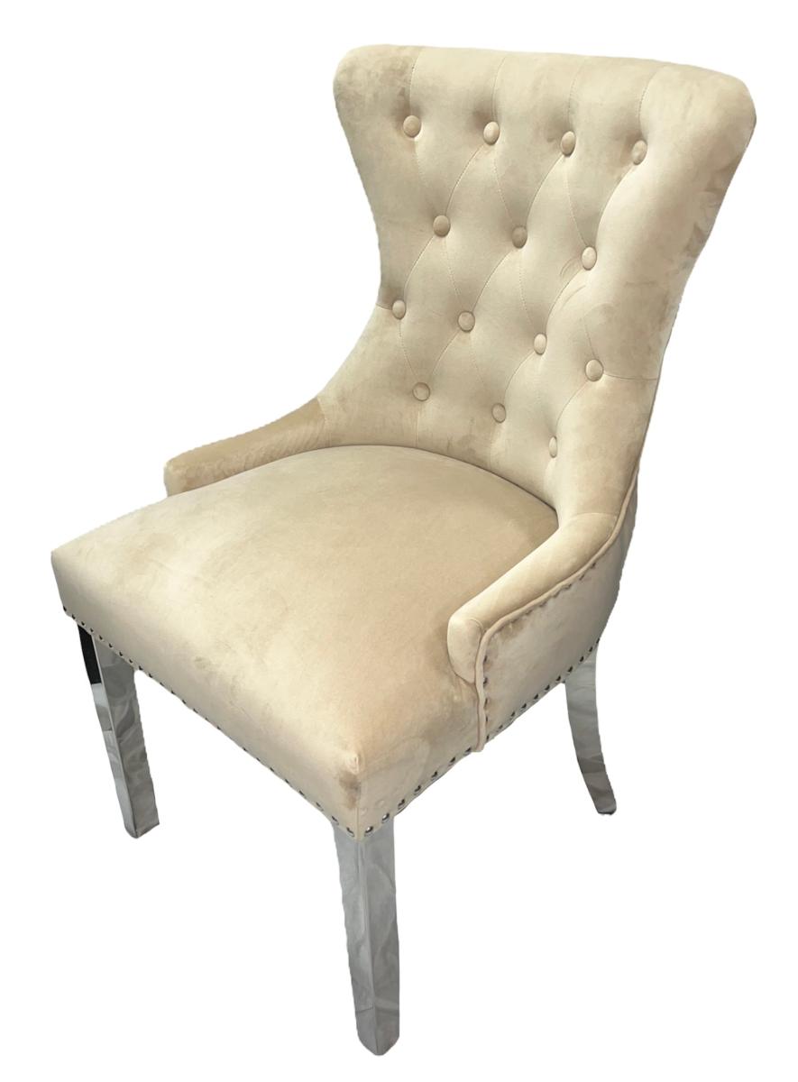 Chelsea 01 Chair (Lion Knocker/Chrome Legs) — Dining Chairs handmade to order by Langham Furniture, image 17 of 22