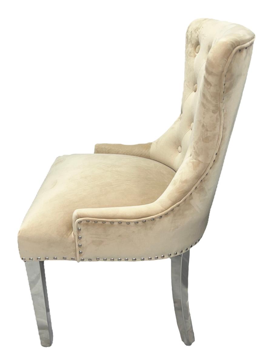 Chelsea 01 Chair (Lion Knocker/Chrome Legs) — Dining Chairs handmade to order by Langham Furniture, image 18 of 22