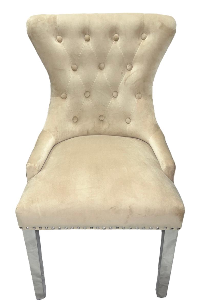 Chelsea 01 Chair (Lion Knocker/Chrome Legs) — Dining Chairs handmade to order by Langham Furniture, image 20 of 22