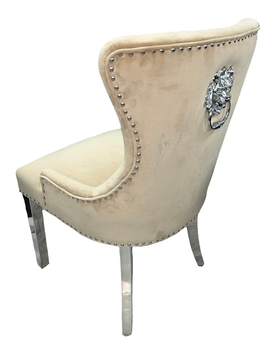 Chelsea 01 Chair (Lion Knocker/Chrome Legs) — Dining Chairs handmade to order by Langham Furniture, image 21 of 22