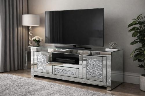 Roma TV Unit 120cm — Mirrored Furniture handmade to order by Langham Furniture
