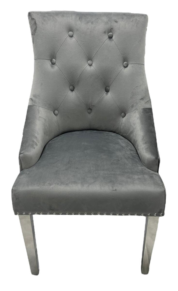 Jessica Chair (Ring Knocker/Chrome Legs) — Dining Chairs handmade to order by Langham Furniture, image 2 of 13
