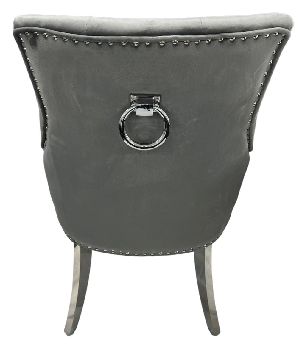 Jessica Chair (Ring Knocker/Chrome Legs) — Dining Chairs handmade to order by Langham Furniture, image 4 of 13