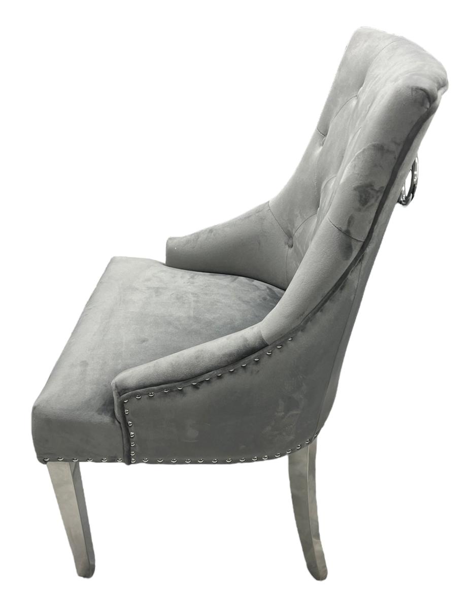 Jessica Chair (Ring Knocker/Chrome Legs) — Dining Chairs handmade to order by Langham Furniture, image 5 of 13