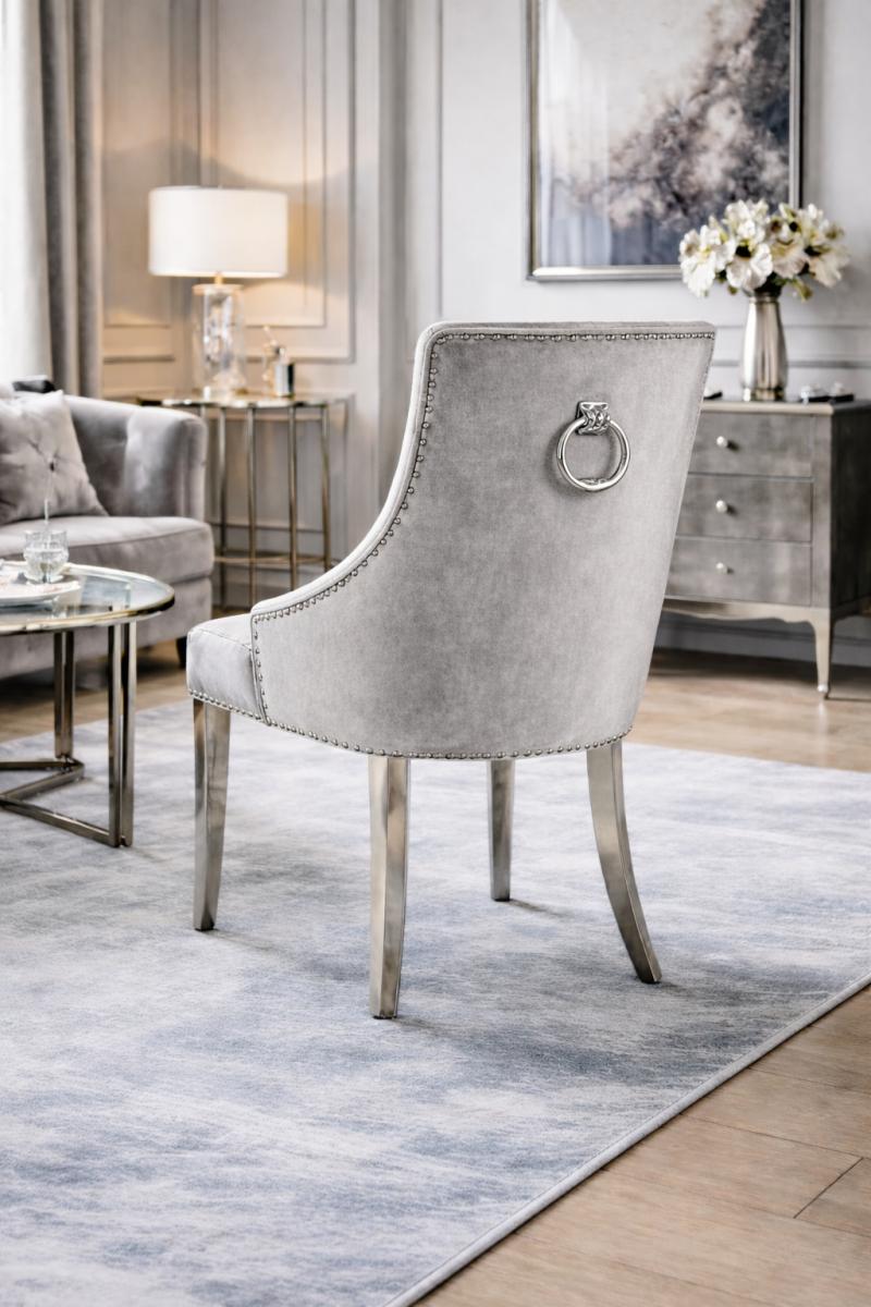 Jessica Chair (Ring Knocker/Chrome Legs) — Dining Chairs handmade to order by Langham Furniture, image 7 of 13