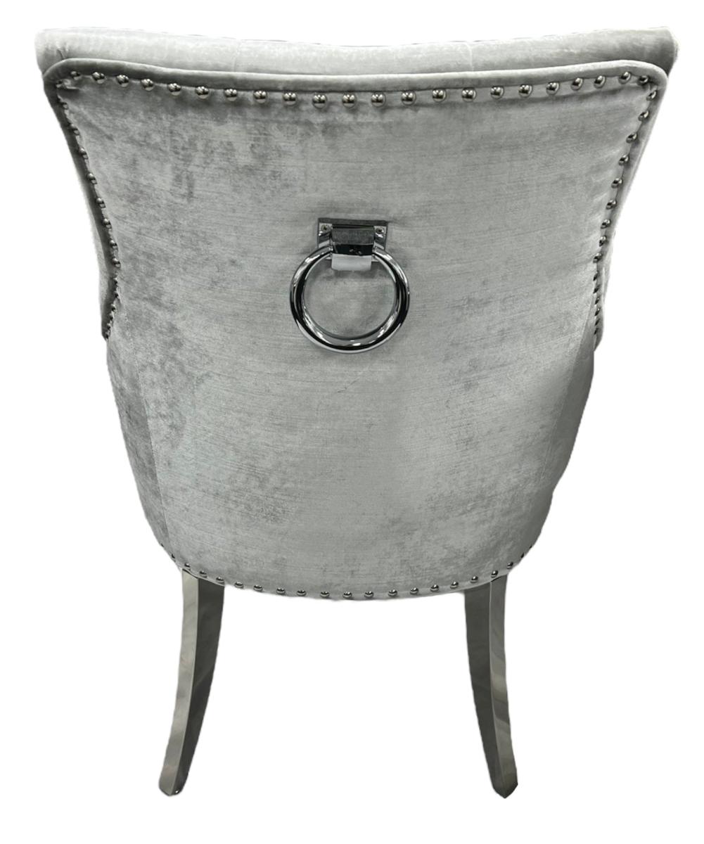 Jessica Chair (Ring Knocker/Chrome Legs) — Dining Chairs handmade to order by Langham Furniture, image 11 of 13
