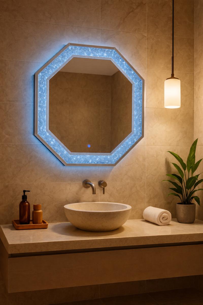 SY1761 Octagon (LED) Wall Mirror — Wall Mirrors handmade to order by Langham Furniture, image 1 of 3