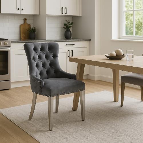 Chelsea Chair (Ring Knocker/Chrome Legs) — Dining Chairs handmade to order by Langham Furniture