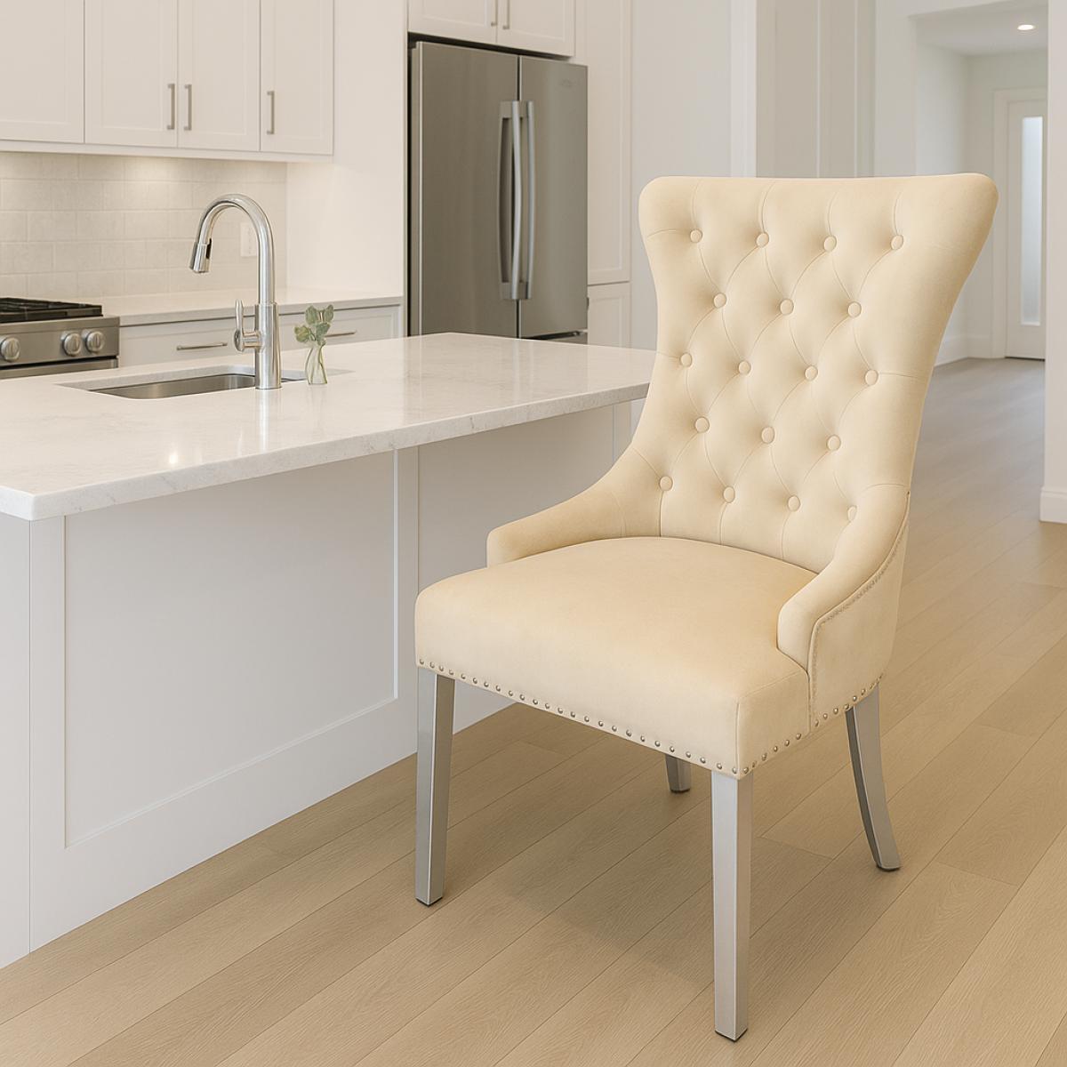 Chelsea Chair (Ring Knocker/Chrome Legs) — Dining Chairs handmade to order by Langham Furniture, image 12 of 20