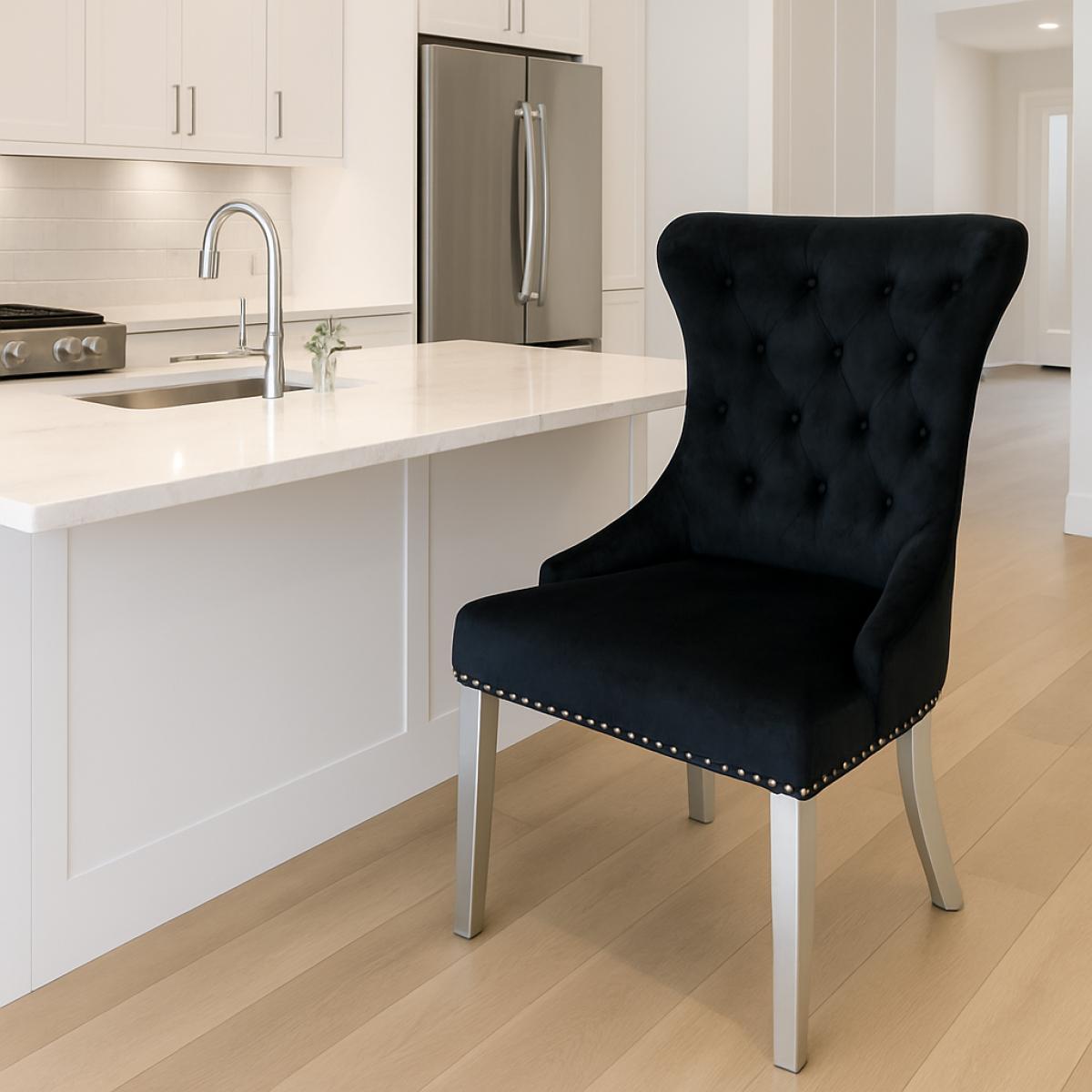 Chelsea Chair (Ring Knocker/Chrome Legs) — Dining Chairs handmade to order by Langham Furniture, image 13 of 20
