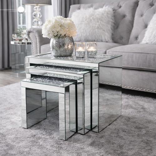 Roma Nest of Tables — Mirrored Furniture handmade to order by Langham Furniture