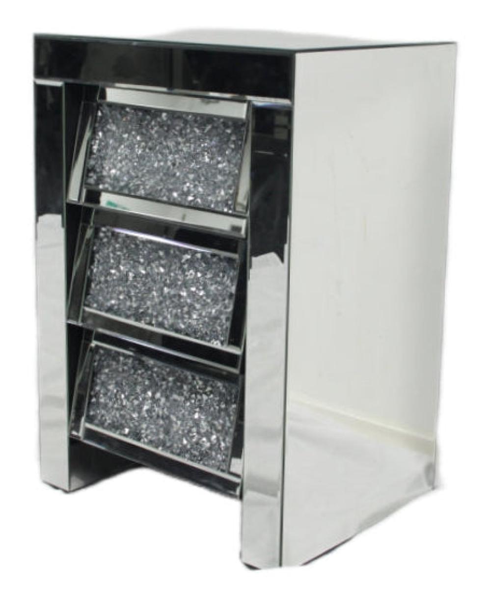 Roma Bedside Table - 3 Drawers — Mirrored Furniture handmade to order by Langham Furniture, image 2 of 5