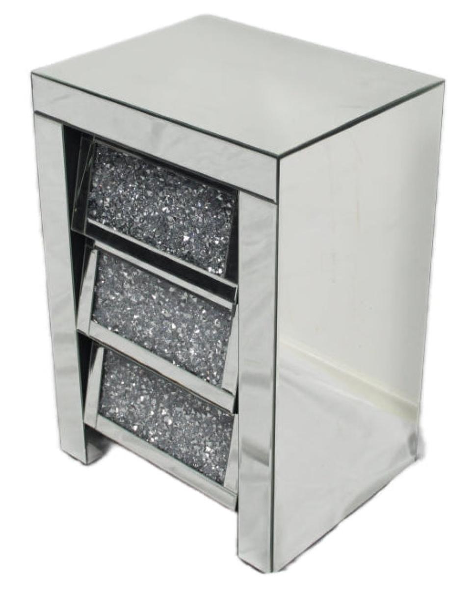 Roma Bedside Table - 3 Drawers — Mirrored Furniture handmade to order by Langham Furniture, image 3 of 5