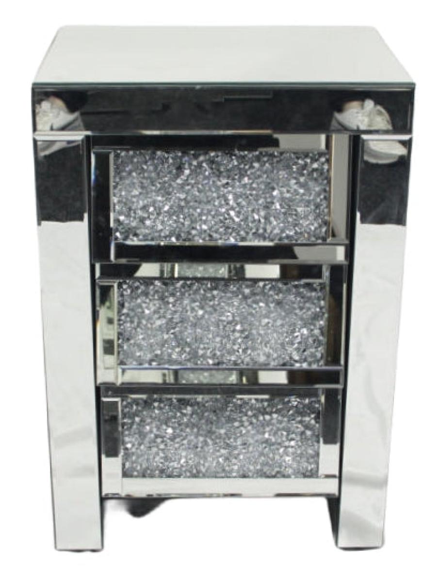 Roma Bedside Table - 3 Drawers — Mirrored Furniture handmade to order by Langham Furniture, image 4 of 5