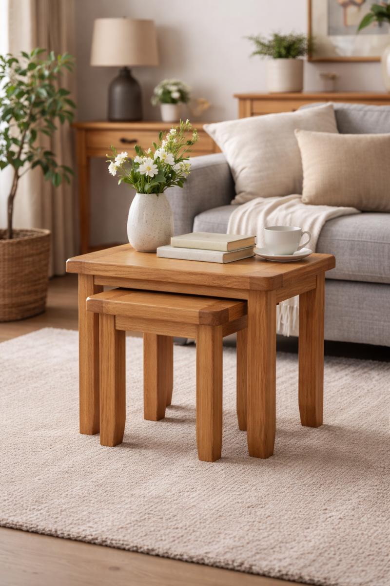 Torino Nest of 2 Tables — Side & Lamp Tables handmade to order by Langham Furniture, image 1 of 14