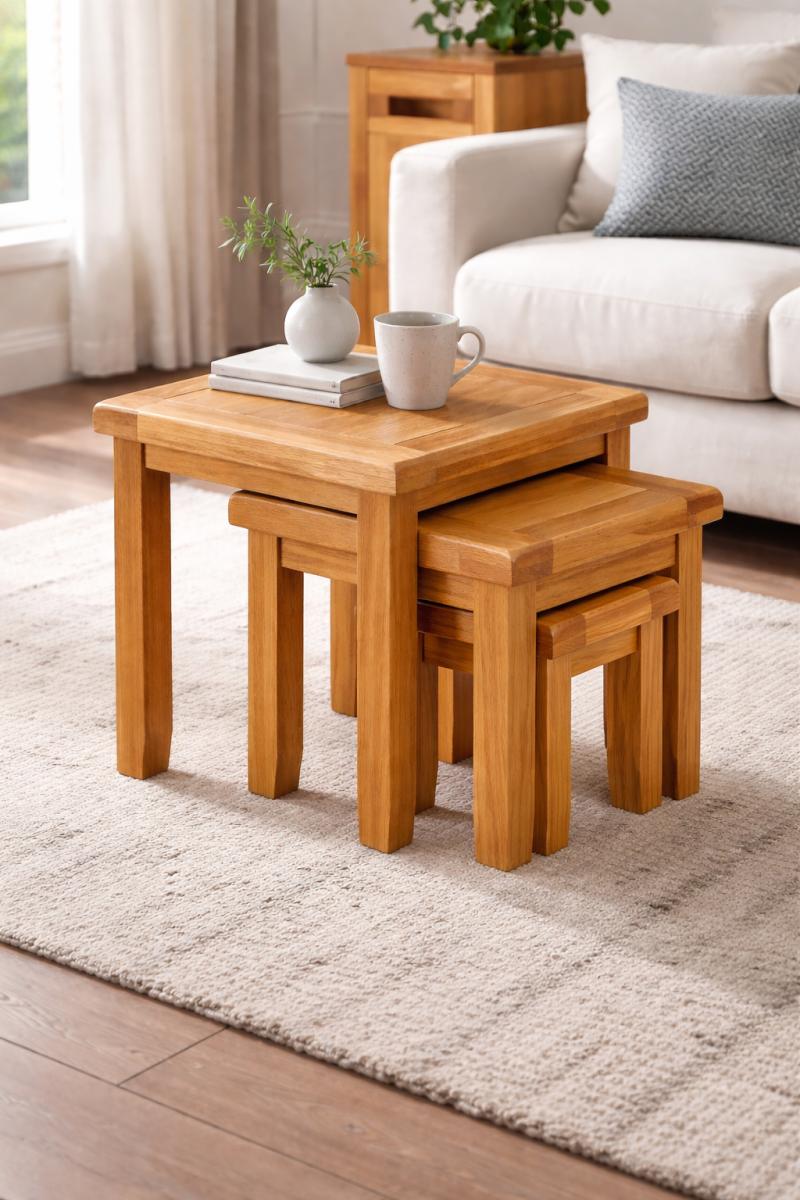 Torino Nest of 3 Tables — Side & Lamp Tables handmade to order by Langham Furniture, image 1 of 2