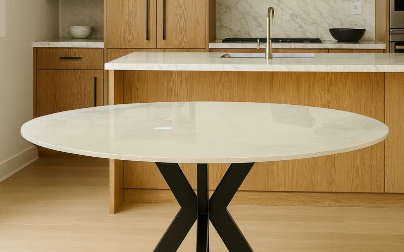 The Milan range: black ceramic tables, gold-legged chairs — Langham Furniture journal