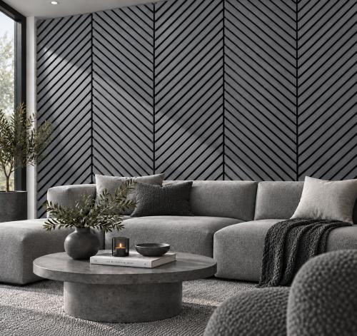 Wall Panel 15F - Dark Grey - Acoustic - 240cm - (1 pack / 4pcs) — Slat & Acoustic Panels handmade to order by Langham Furniture