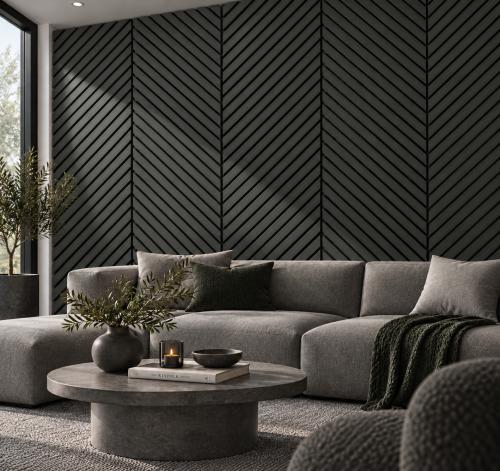 Wall Panel 15E - Black - Acoustic - 240cm - (1 pack / 4pcs) — Slat & Acoustic Panels handmade to order by Langham Furniture