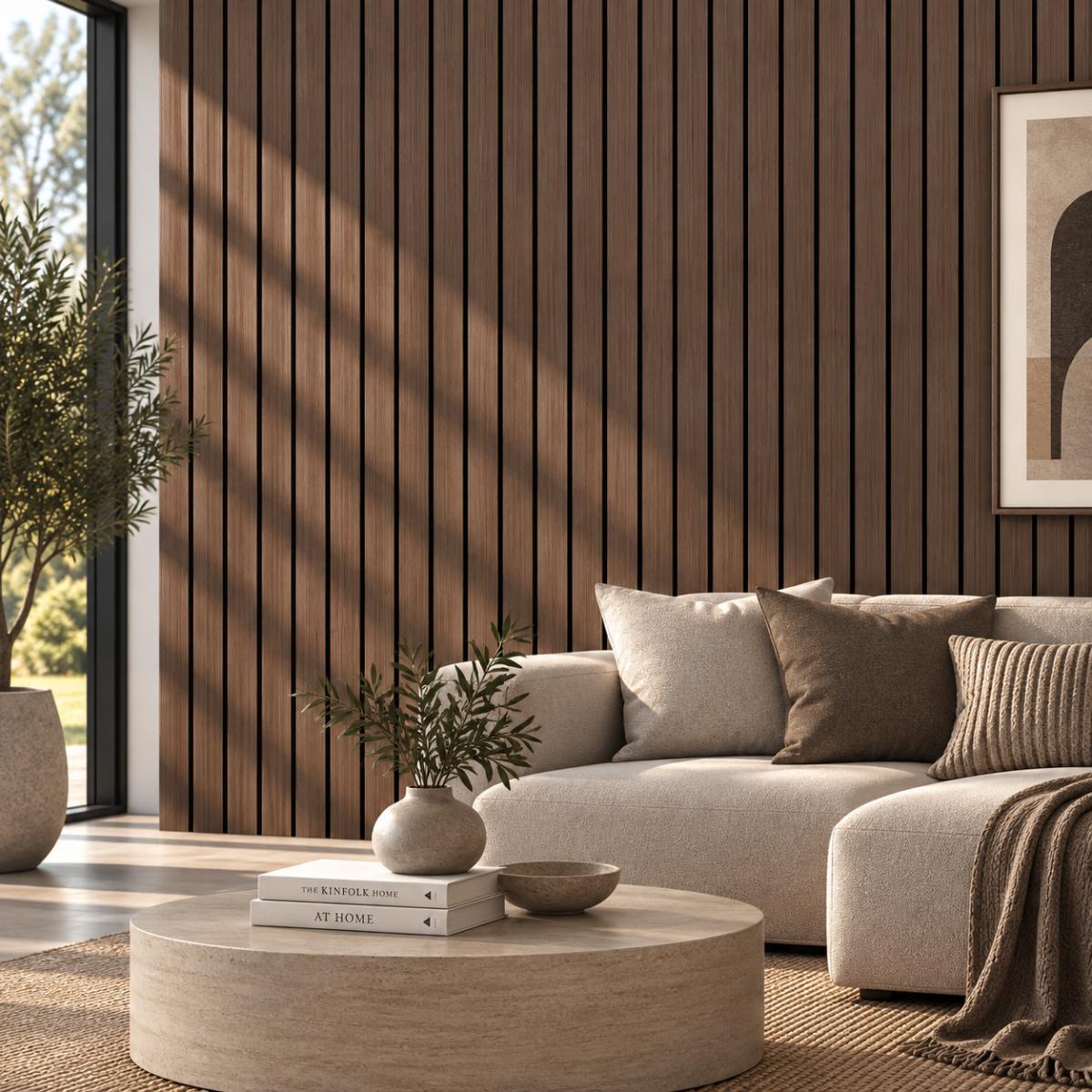 Wall Panel 17Q - Smoked Oak - Wide Slat Acoustic - 240cm - (1 pack / 4pcs) — Slat & Acoustic Panels handmade to order by Langham Furniture, image 1 of 2