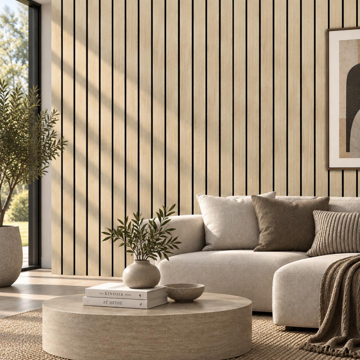 Wall Panel 17D - Dark Oak - Wide Slat Acoustic - 240cm - (1 pack / 4pcs) — Slat & Acoustic Panels handmade to order by Langham Furniture, image 1 of 2