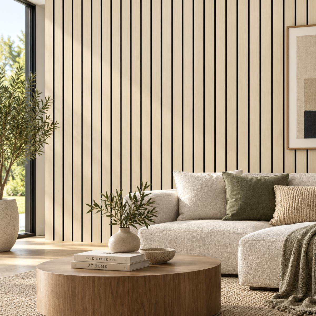 Wall Panel 17A - Oak - Wide Slat Acoustic - 240cm - (1 pack / 4pcs) — Slat & Acoustic Panels handmade to order by Langham Furniture, image 1 of 2