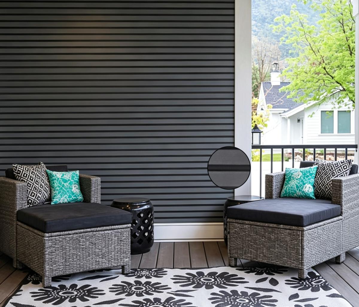 Wall Panel 74B - Dark Grey - Outdoor - 290cm - (1 pack / 6pcs) — Outdoor Wall Panels handmade to order by Langham Furniture, image 1 of 4