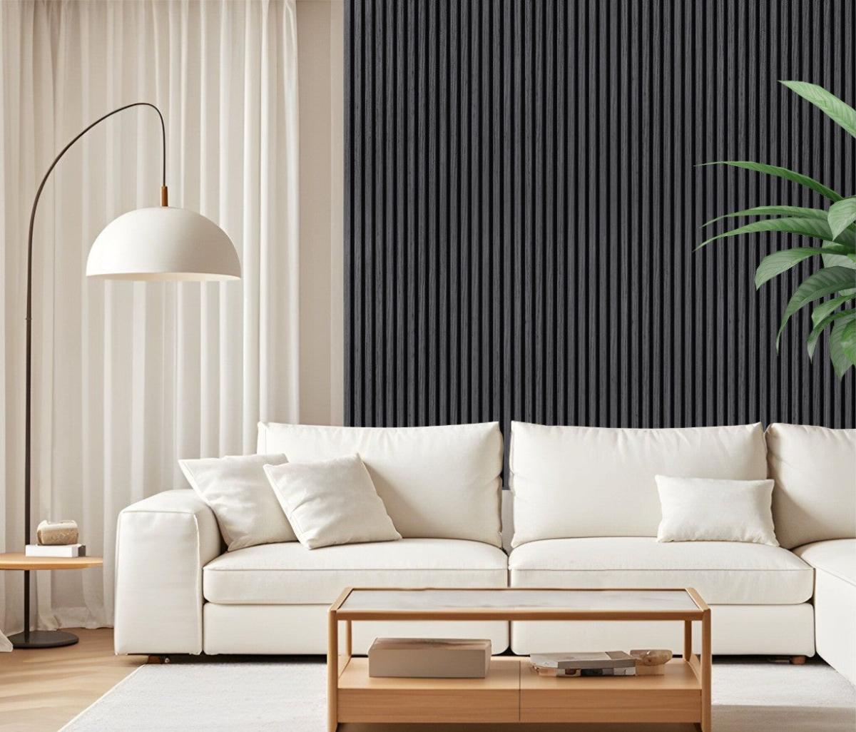 Wall Panel 21E - Black - Seamless - 240cm - (1 pack / 8pcs) — Slat & Acoustic Panels handmade to order by Langham Furniture, image 1 of 6