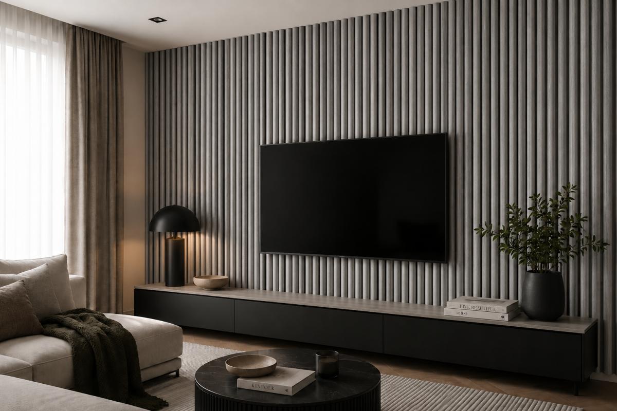 Wall Panel 37F - Grey Oak - Acoustic - 240cm - (1 pack / 4pcs) — Slat & Acoustic Panels handmade to order by Langham Furniture, image 1 of 2