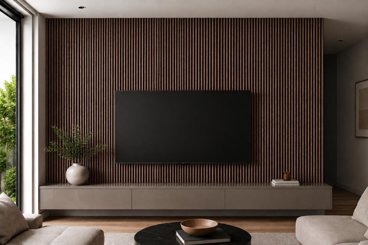 Wall Panel 36WT - Walnut - Acoustic - 240cm - (1 pack / 4pcs) — Slat & Acoustic Panels handmade to order by Langham Furniture, image 1 of 2