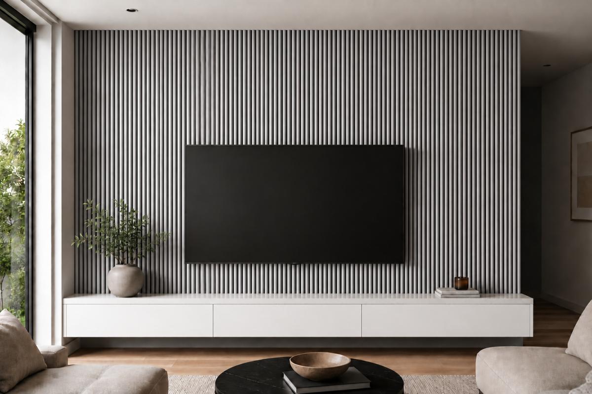 Wall Panel 36F - Grey Oak - Acoustic - 240cm - (1 pack / 4pcs) — Slat & Acoustic Panels handmade to order by Langham Furniture, image 1 of 2