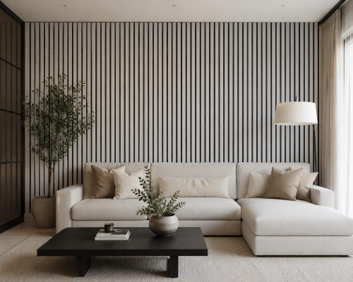 Wall Panel 01R - Concrete - Acoustic - 240cm - (1 pack / 4pcs) — Slat & Acoustic Panels handmade to order by Langham Furniture