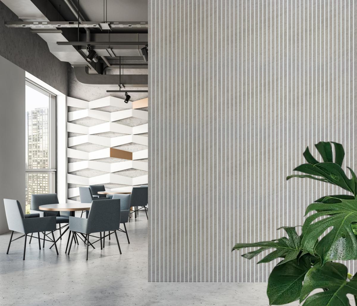 Wall Panel 32R - Concrete - Premium 3-Sided Acoustic - 240cm - (1 pack / 4pcs) — Slat & Acoustic Panels handmade to order by Langham Furniture, image 1 of 3